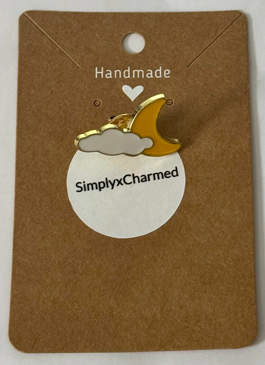 Cloud and moon pin