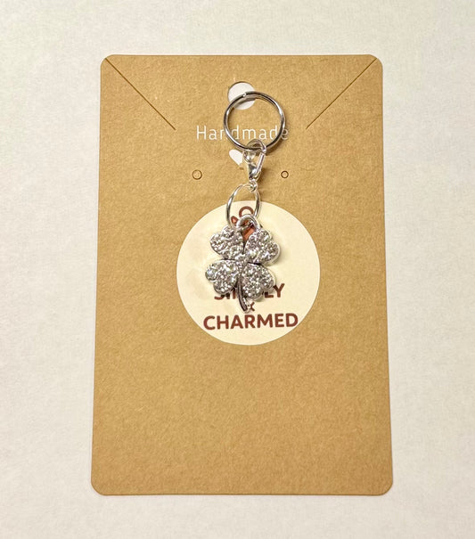 Silver sparkly clover